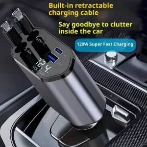 Cargador de Auto retráctil 120W 4-en-1