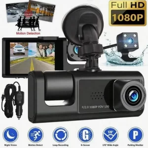 Cámara Automóvil HD 1080p Frontal, Interior y Trasera [Incluye MicroSD 32GB]